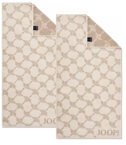 Frottier Kollektion von Joop, Set 2-teilig, 100% Baumwolle, Handtücher mit Kordelaufhänger, 50x100cm, Cornflower Creme