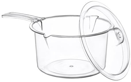 Polly Carbonate Non-Staining Microwave Sauce Pan and Lid, Clear Small Pan with Lid Dish Washer Safe Stain Resistance 0.9 Liter