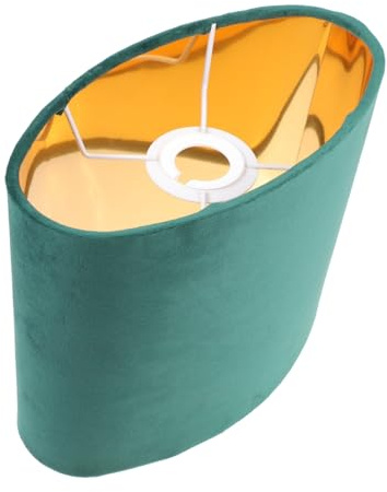 Ovaler Lampenschirm für Tischlampe, Grün, E27, aus Stoff | Schlichtes Design, Einfacher Aufbau, für Wandlampen und Nachttischlampen, Dekorativ für Schreibtisch