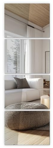 Vasemouh Specchio da Parete in Vetro,Specchio Adesivo per Camera da Letto, Soggiorno, Bagno, Specchio 30x40cm, Set da 4 Pezzi