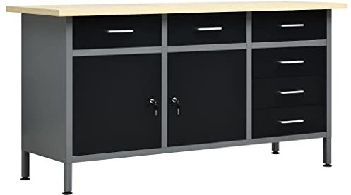 Furniture Select-Werkbank, schwarz, 160 x 60 x 85 cm, Stahl