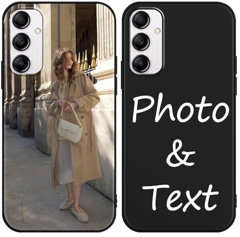 Kivlclri Personalisierte Handyhülle für Samsung Galaxy A14 5G 6,6'', Personalisiert Hülle mit Selbst Gestalten Eigenem Bild Motiv Foto Schutzhülle, Individuelle Design Case für Samsung A14 5G,Schwarz