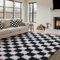 HUGEAR Teppich Kariert Hochflor Teppich Wohnzimmer 160X230cm Teppiche schwarz weiß Schlafzimmer Rutschfester Kinderteppich Flauschig Weicher und GemüTlicher Carpet Living Room Kinder Mädchen Jungs