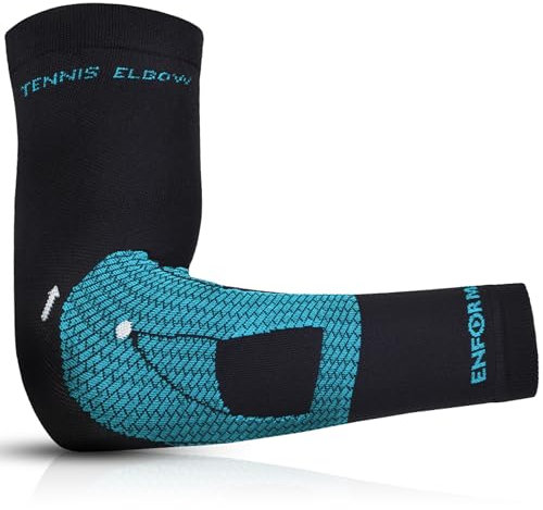 Enforma® TENNIS ELBOW - Codera Epicondilitis Hombre y Mujer | Soporte Codo para Tendinitis y Dolor Muscular | Manga Compresión brazo para Deportes y Uso Diario (Medium, Derecho)