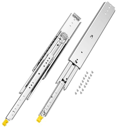 VEVOR 1 Pair Full Extension Drawer Slides 18 20 22 28 30 32 36 38 40 44 48 52 56 60 in, 500 lbs Load Capacity Locking Drawer Slides, Ball Bearing with Lock Side Mount Drawer Slide Rail