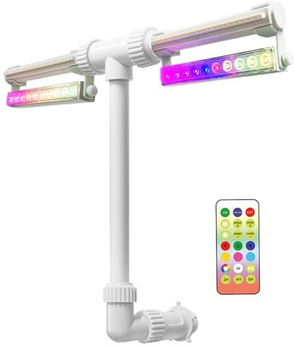 Fontana solare per piscina con luci a 10 colori, rilevamento automatico della luce, telecomandato, irrigatore regolabile con due teste, compatibile con piscine da incasso e da incasso (tipo solare)