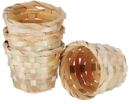 CLISPEED Geflochtener Bambus Und Holz Aufbewahrungskorb Klein 3 X 3 X 2.4 Für Schreibtisch Organisation Und Haushalt Aufbewahrung