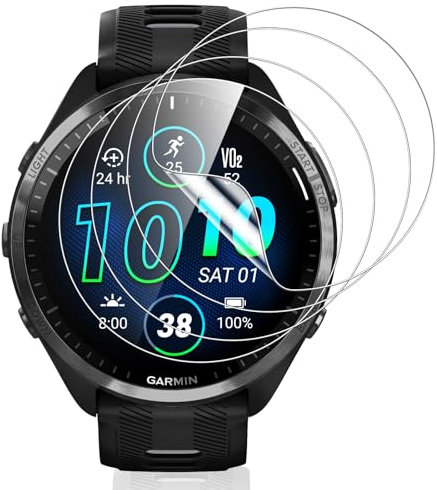 Vauki 4 Pack Protector Pantalla para Garmin Forerunner 965 Cristal Templado,Resistente a los Arañazos,Película de TPU Suave Film HD Transparente Sin Burbujas Vidrio Templado