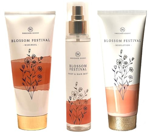 Dresdner Essenz 3Tlg. Set Bodylotion Blossom Festival 200 ml Body- & Hair Mist Blossom Festival 150ml Duschgel Blossom Festival 200ml