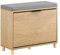 SoBuy Schuhbank mit Sitzfläche Schuhregal schmal mit Stauraum – Klappfach Schuhschrank – Sitzbank mit Polster für Flur, Schlafzimmer – 60x24x50cm, bis 118kg, Sonoma Eiche + Grau, FSR199-N