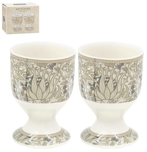 The Leonardo Collection William Morris Artichoke Egg Breakfast Cups | Fine Ceramic Material, Decorative Table Setting, Breakfast Essential, Timeless Pattern, Everyday Use, Gift Ready