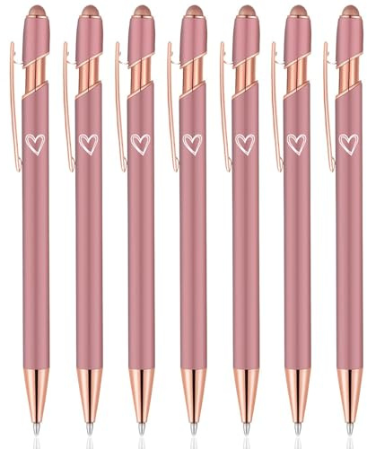 2-in-1-Kugelschreiber mit Stylus-Spitze, Metall-Stylus-Stifte für Touchscreens, 1,0 mm Schwarze Tinte, einziehbarer Kugelschreiber, glattes Schreiben, für Arbeitskollegen (Roségold)
