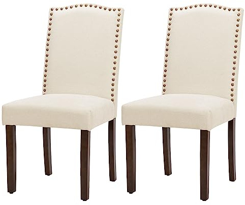 DUMOS Esszimmerstühle 2er Set, Elegant und Schön Modern Stühle Esszimmer, Pu-Leder Gepolstert küchenstühle, Esszimmerstuhl Geeignet für Küche, Wohnzimmer, Schlafzimmer (Beige)