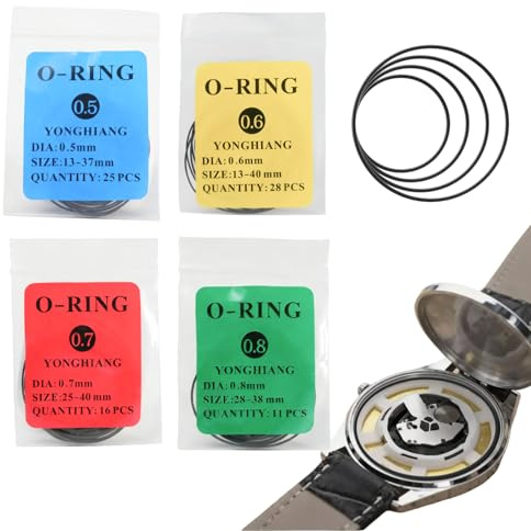 80 Stück Elastische Dichtungsringe für Uhren – Wasserdichte O-Ringe in Schwarz, Gummi-O-Ring Set für Uhrenreparatur, Verschiedene Größen 0,5/0,6/0,7/0,8 mm