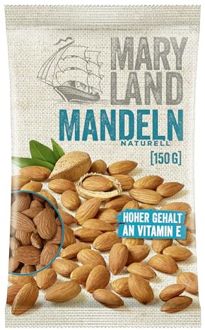 Maryland Mandeln 150g Beutel – Mandeln naturbelassen, vegan, frei von künstlichen Aromen, ohne Zusatzstoffe – Im praktischen Format genießen (1 x 150g)