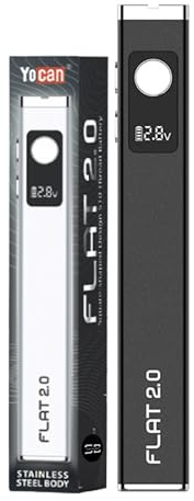 Yocan Flat 2.0 510 Cart Battery [Black] - Available in 6 colours - USB Type-C Cable, 650mAh Battery, OLED Screen, 1.0H Auto Shutdown - Compatible with Fit 510 Cartridges - No Nicotine