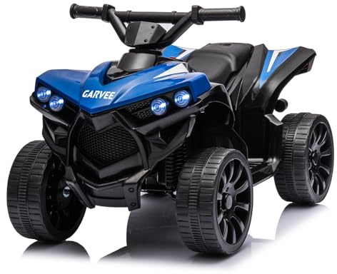 GarveeMore Robustes Elektro-Quad für Kinder ab 3 Jahren – 6V ATV Kinderfahrzeug mit LED-Lichtern, Musik, Hupe, 1,5–3 km/h, rutschfesten Rädern, sicheres Spielzeugauto – Blau