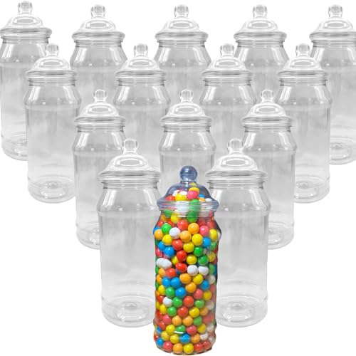 970ml Victorian Style Food Grade Plastic Sweet Jars - 5,10,15,20,25 Wedding, Party (15 Jars)