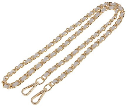 Fenteer Ersatz Taschenkette,Comforty Taschengurt Gold für Taschen,Handtaschenketten, Taschenriemen Flacher, Tasche Schulterriemen,120cm Weiß/Gold