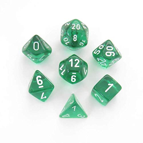 Chessex Translucent Polyhedral 7-Die Set - Green/White
