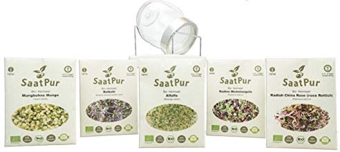 SaatPur Geschenke Set - Bio Keimsprossen Set - Sprossenglas - Geschenkidee (05_Bio Keimsprossen Set)