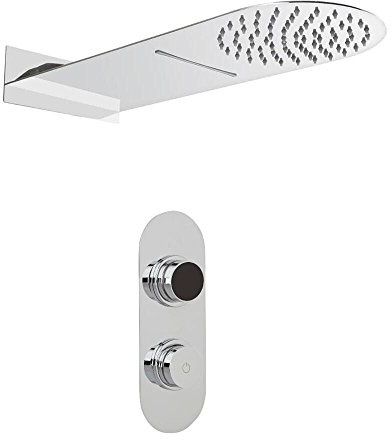 MILANO Digital Thermostatic Mixer Valve Waterblade Shower Head Chrome