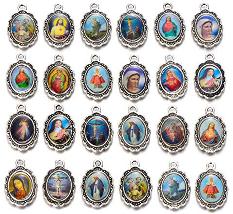 45 Jesus-Kreuz, Heilige Maria mit wundertätiger Medaille, Rosenkranz, DIY-Halskette, Armbänder, Schmuckherstellung (0024)