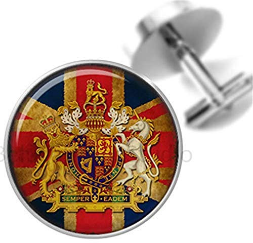Death Devil Handgefertigte Manschettenknöpfe, Manschettenknöpfe, britische Flagge, Wappen, Löwen, Einhorn, Trauzeugen, Hochzeit, Party, Väter, Männer, Geschenk der Liebe, Metall, keine Angabe