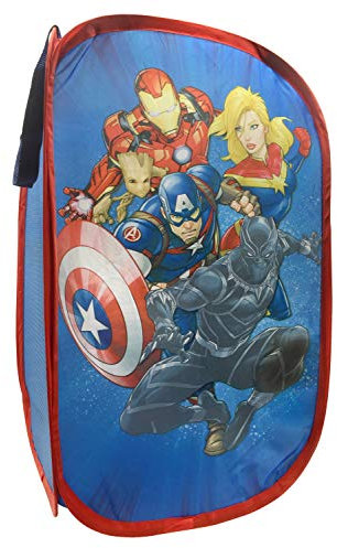 Jay Franco Marvel Avengers Blast Off Pop Up Hamper - Features Captain Marvel, Iron Man, Black Panther, and Captain America - Mesh Laundry Basket/Bag with Durable Handles, 22 x 14