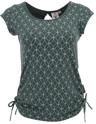 GURU SHOP Yoga -T-Shirt aus Bio-Baumwolle Flower of Life - Farngrün, Damen, Size:S