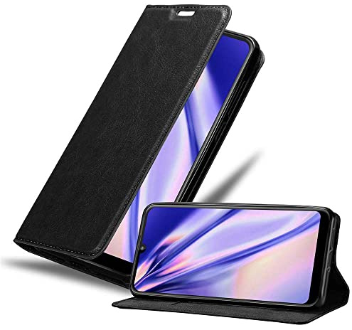 Cadorabo Hülle kompatibel mit Motorola MOTO E6 PLUS aus Premium Kunst Leder Flip Klappbare Stoßfeste Magnetische [Standfunktion] [Kartenfächern] Cover Hülle für Motorola MOTO E6 PLUS Tasche in Schwarz