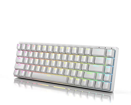 DURGOD Hades 68 RGB Mechanical Gaming Keyboard - 65% Layout - Cherry Profile - Doubleshot PBT - USB Type C - Aluminium Chassis (Cherry Silent Red, White)
