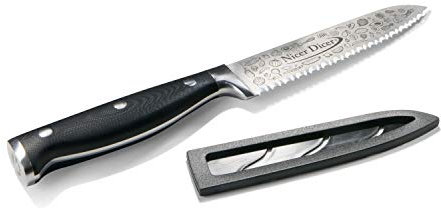 Genius A21367 Nicer Dicer Knife Professional Allzweckmesser (13 cm, rostfrei) | Kochmesser aus Edelstahl mit Wellenschnitt für alle Schneidarbeiten in G-NOX-Qualität, Silber,schwarz