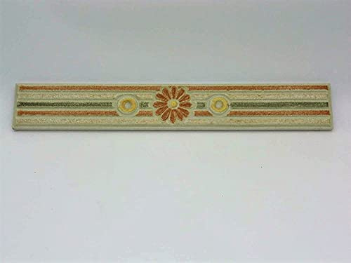 Ceramica Monica Listello Greca Decoro Rivestimento Bagno Cucina - Art. 31032-5x33 cm - Piastrelle in Ceramica per Interni - Confezione da 12 Pezzi - Made in Italy