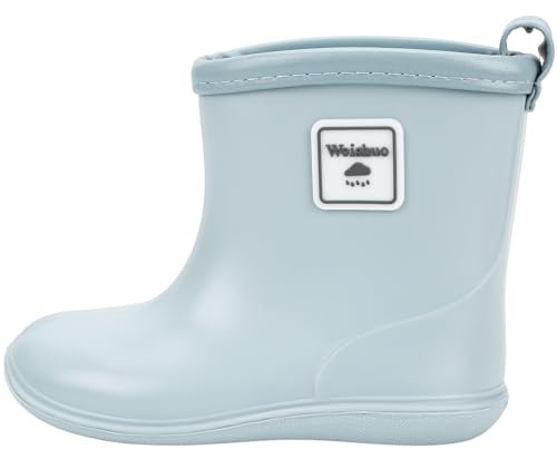 Weishuo Stivaletti Pioggia Bambino Scarpe da Pioggia Antiscivolo Impermeabili Stivali di Gomma per Bambini da 1 a 8 anni, Taglia del Produttore 18, 27 EU, Azzurro