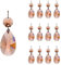 12 Stück 38 mm Tropfen-Kristall-Kronleuchter, Prismenteile mit achteckigen Glasperlen, Kette für Kronleuchter, Hochzeit, Party, Weihnachtsdekoration, GOLDENHAITAI (Rose)