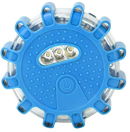 Éclairage de Secours Multifonction Voyant d'avertissement, LED Lampe d'Avertissement Clignotant Gyrophare Balise avec Base magnétique, pour le camping, la randonnée(bleu)