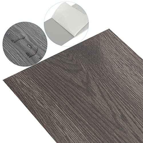 Fiqops Bodenbelag Selbstklebend ca. 1 m², Vinyl Laminat Rutschfest Wasserfest für Fußbodenheizung(Night Oak)