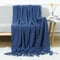 LumiSyne Strickdecke Mit Quaste Atmungsaktiv Zellulare Decke Nordisch Stil Weich Kuscheldecke Überwurf Tagesdecke Dekorative Decke Für Sofa Bett Sessel Stuhl