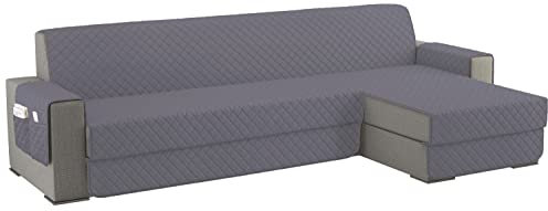 sevi's Sofabezug L Form 300cm Wasserdicht, Sofa überzug Ecksofa Reversibel Kratzfest Fleckenresistent - Sofa Cover für Katzen und Hunden - Grau