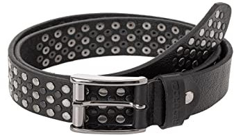 Gürtel Echtleder mit Nieten Nietengürtel Ledergürtel Premium Qualität Schwarz 105