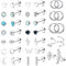 JeweBella 19Pairs Kleine Ohrstecker Damen Set Chirurgenstahl Knorpel Helix Ohrringe Hypoallergen Stern Mond Flatback Ohrringe Zirkonia Creolen Piercing Ohrstecker für Mädchen Herren