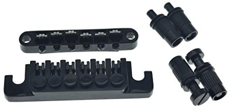 KAISH Black Guitar Roller Saddle Bridge Tune-O-Matic Bridge with TP-6 Style LP Stopbar/Bridge Saitenhalter für Epiphone Les Paul LP/SG/Dot/ES Gitarren mit M8 Gewindepfosten