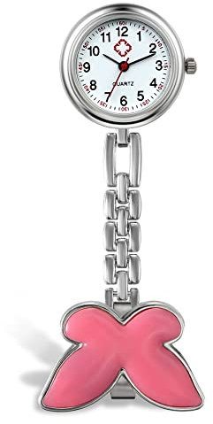 Avaner Schwesternuhr mit Clip Schmetterling Design Pulsuhr Krankenschwester Uhren Ansteckuhr Hanging Medical Taschenuhr für Arzt Doktor Krankenschwester Geschenke