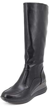QUEEN HELENA Stivali con Zip Laterale Casual Comodi Invernali con Plateau Donna X27-89 (Nero, Sistema Taglie Calzature EU, Adulto, Donna, Numero, Media, 37)