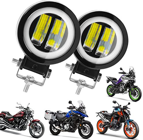 DREAMIZER Rund Motorrad Scheinwerfer, 12V 24V Moto Frontscheinwerfer, 6000K 40W 4000LM Angel Eyes Zusatzscheinwerfer kompatibel mit Jeep Wrangler ATV UTV Offroad Tractor Trucks