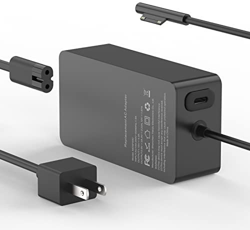 Surface Pro Charger for Microsoft Surface Pro 9, 8, 7+, 7, 6, 5, 4, X, Windows Surface Laptop 5, 4, 3, Studio, Surface Go, Surface Book 3, 2, 1, 65W Surface Laptop Charger + 20W USB C, LED, 8FT