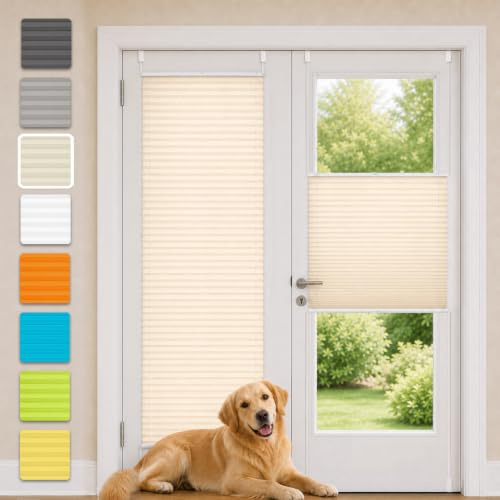 Vkele Plissee ohne Bohren Klemmfix Alu-Schienen, Beige 50 x 200 cm (BxH) | Jalousie & Faltrollo, Lichtdurchlässig & Blickdicht, Sonnenschutz & Sichtschutz, Easyfix für Fenster & Türen