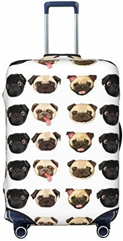 ASEELO Schwarz / Gelb Mops-Koffer-Abdeckung, Reisegepäck-Abdeckung, Koffer-Schutz, passend für 45,7 - 81,3 cm Gepäck, Schwarz, X-Large