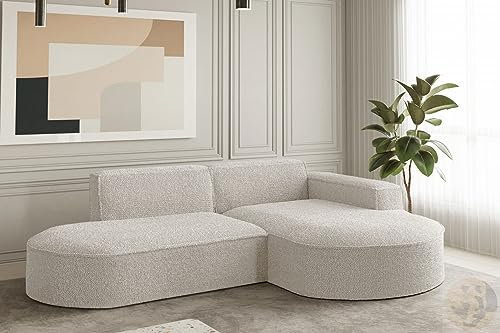 FRIDERIK-EU - Ecksofa, Wohnzimmer Sofa, Eckcouch [ Creme (Ascot NATA) - Rechts ] Wohnzimmer Möbel, Sofas & Couches, Couch, Wohnzimmersofa, Modernes Ecksofa
